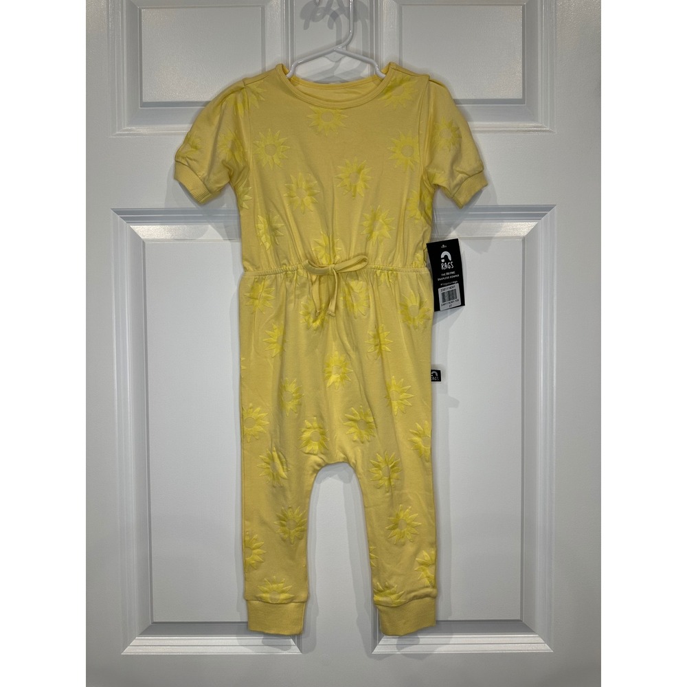 Rags Kids Yellow Sunflower Print Short Sleeve Jumpsuit‎ Romper Size 2T